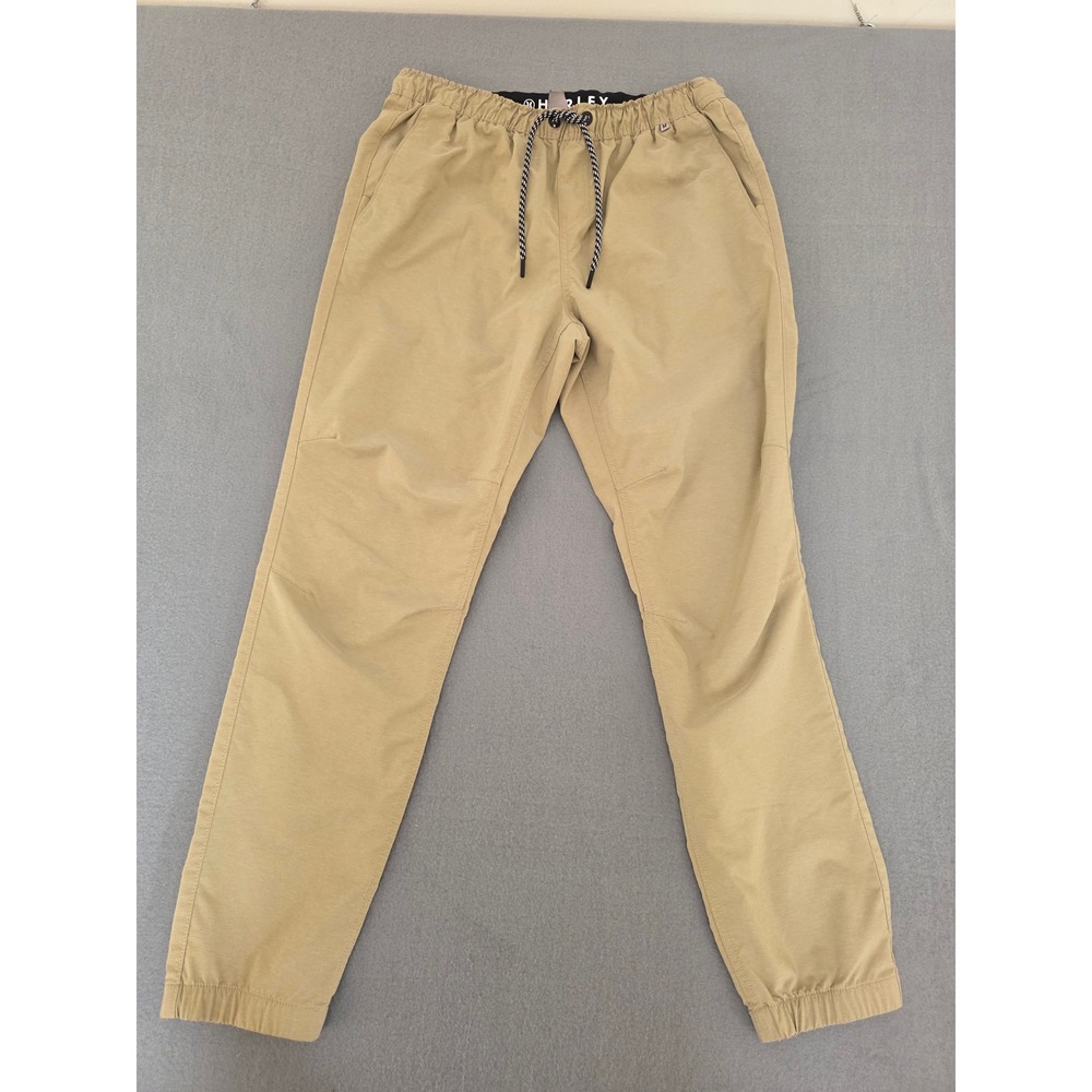Hurley Men's Tech Twill Jogger Pants Tan Khaki Size Large Stretch Activewear